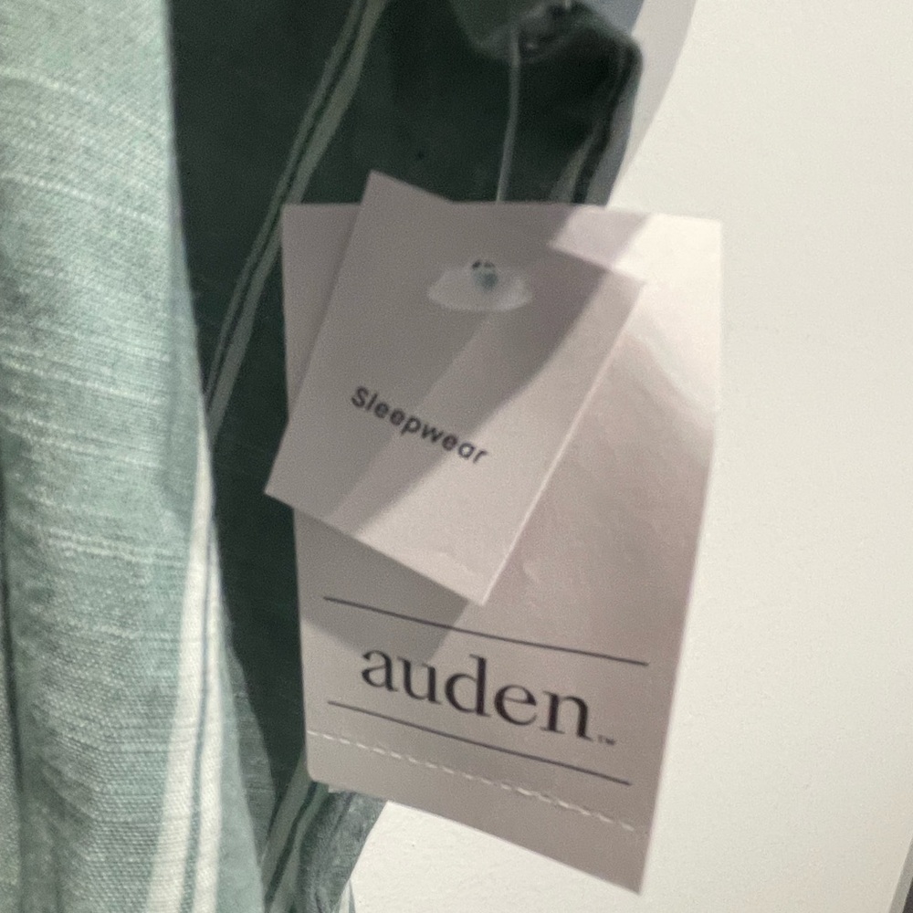 Auden Women’s Striped Short Sleeve Pajama Shirt Green Size Large NWT - Picture 4 of 5